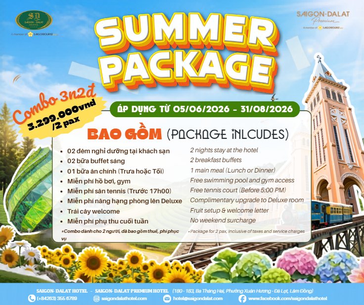 Summer Package 2026 – Combo nghỉ dưỡng hè hấp dẫn tại Đà Lạt