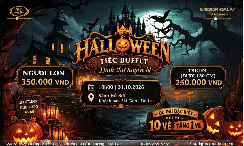 Halloween Buffet 2026 tại Đà Lạt | Khách sạn Sài Gòn Đà Lạt
